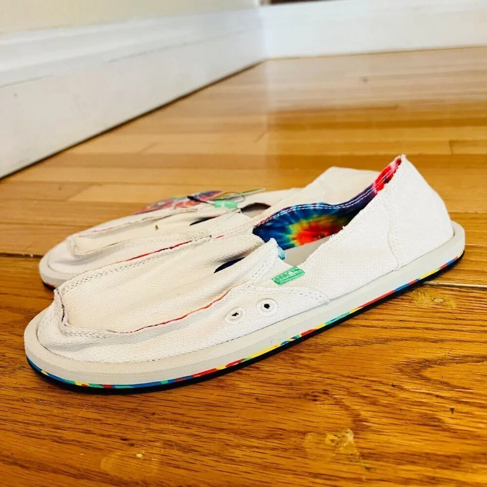 SANUK DONNA HEMP X GRATEFUL DEAD TIE DYE SIDEWALK SURFER SHOES, US 9 NWT